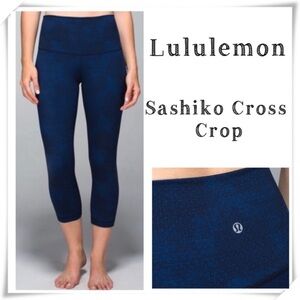 Lululemon Wunder Under Sashico Cross Crop Pants in Inkwell Rugged Blue Size 8
